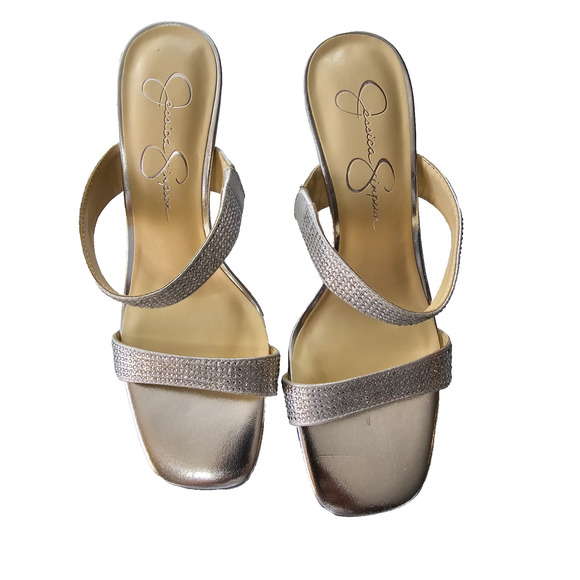 Women Sz 8 Rhinestone Formal Wedding Party Bling Prom Home Coming Strappy Heels - Picture 10 of 15